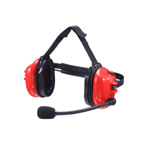 B-50Q red heavy duty headset 45 degree angle view of B-50Q red heavy duty headset