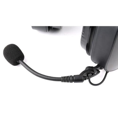 Close-up detail of B-60Q racing radios headsets with specially designed flexible mic