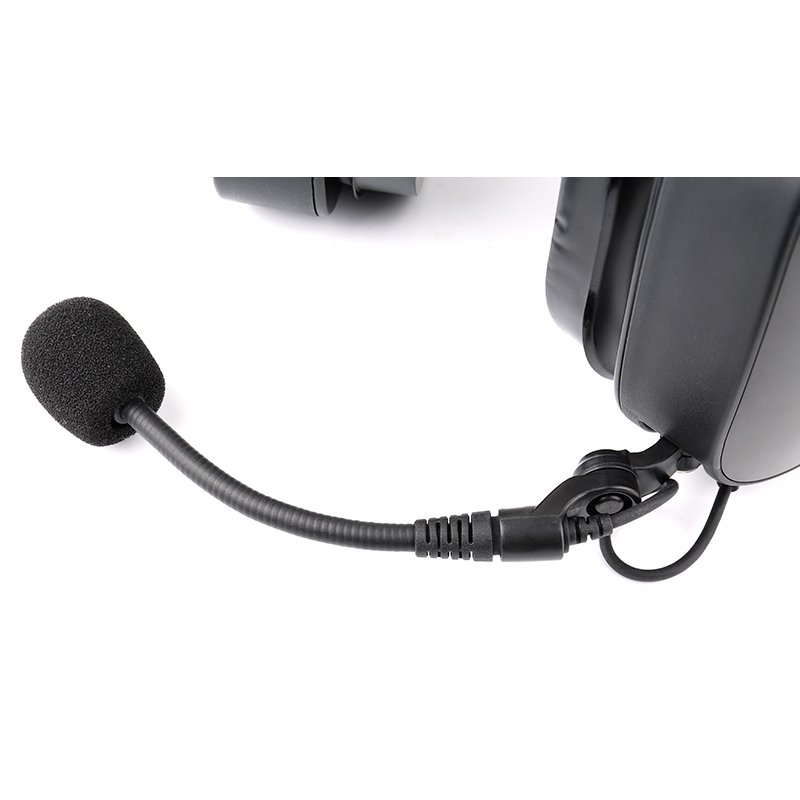 Close-up detail of B-60Q racing radios headsets with specially designed flexible mic