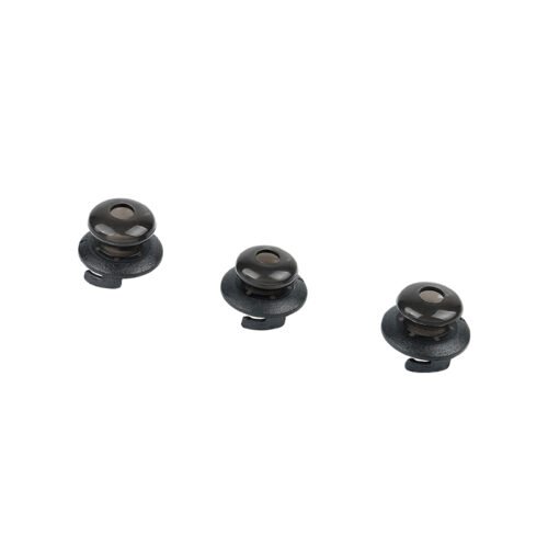 EM-3449 2-Way Radios Earpieces with three ear tip sizes (small, medium, large) displayed, showing the soft silicone tips for a comfortable in-ear fit