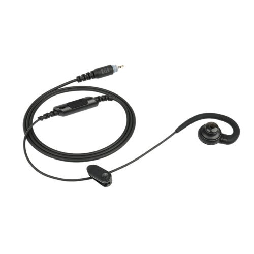 EM 3449 2 way radio earpiece with mic featuring in-ear design, clear sound speaker, inline microphone, and durable clip for professional communication