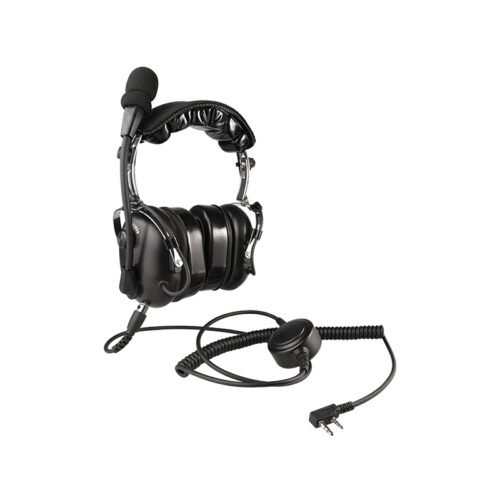 The 5-pin jack of the RAN-1000AQ heavy duty radio headset supports replacement cables to match different radios.
