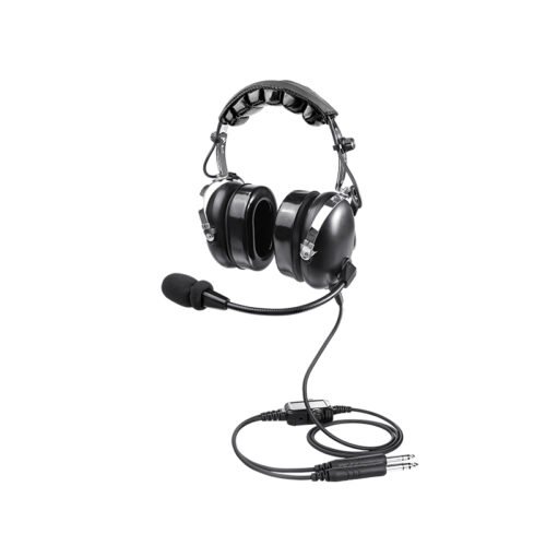 Full view of PH-100 PNR Pilot Headphones with control box, mic, and cable