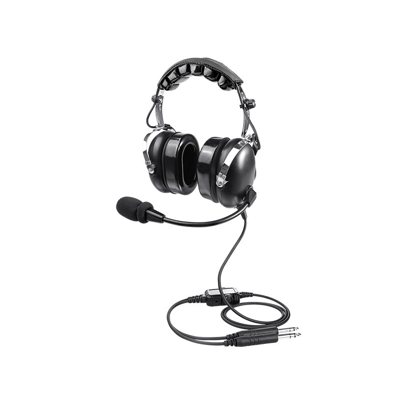 Full view of PH-100 PNR Pilot Headphones with control box, mic, and cable