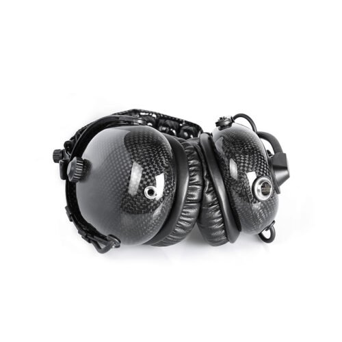 RAN-1000CF two-way radio headset with dual earcups, featuring a mini XLR quick disconnect jack for faster compatibility with various radios