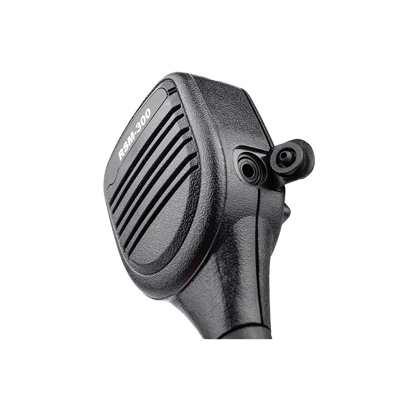RSM-300 Microphone à main Motorola RSM-300 Motorola handheld microphone showing the 3.5mm jack for listen-only earpiece