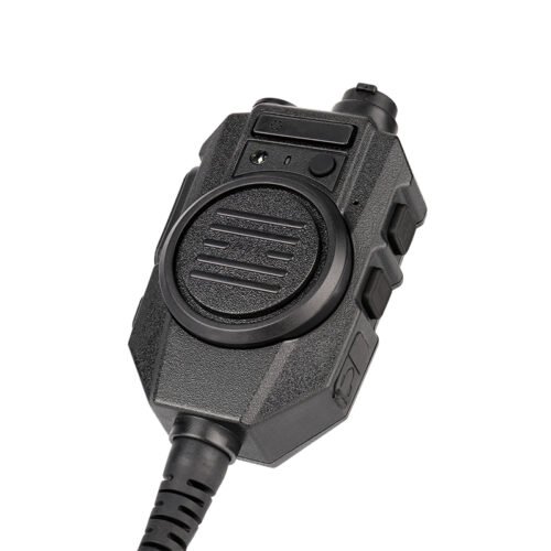 IP67 rating RSM-600 speaker mic with a large round PTT button, designed for use with gloves or by users with large hands