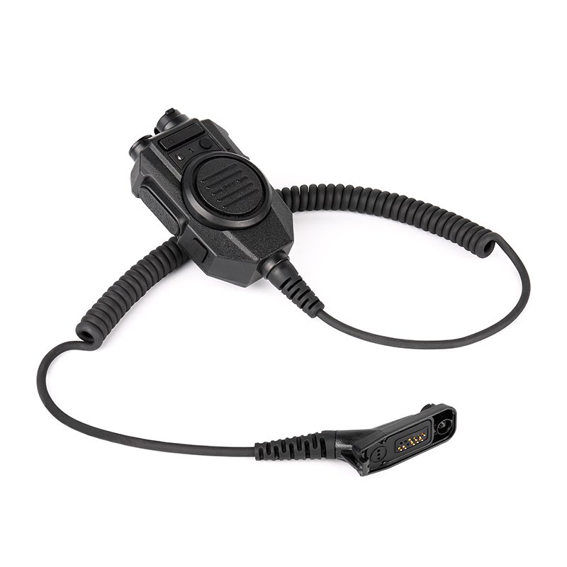 RSM-600 heavy-duty speaker mic with M9 connector, coiled cable, and extra-durable strain relief