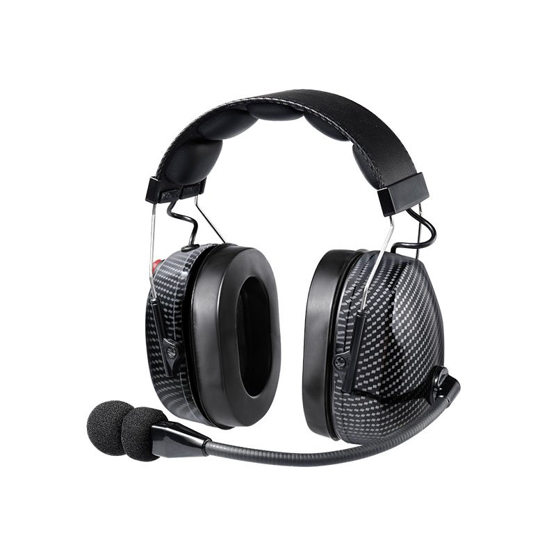 RAN-3000CF Heavy Duty Dual Earmuff Carbon Fiber Printed Noise Cancelling Headset