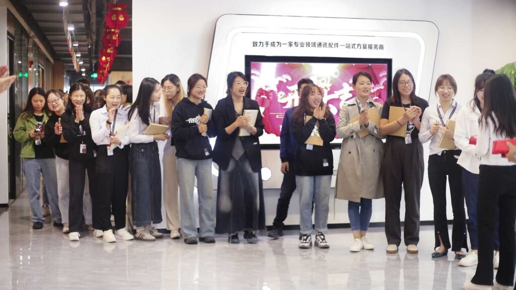 RayTalk family receiving New Year red envelopes with smiles